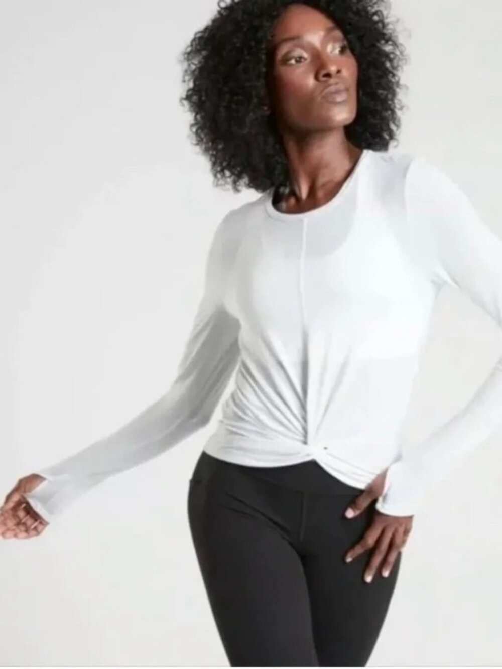 Athleta Essence Twist Top size Small White Long Sleeve